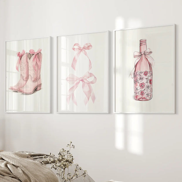 Cowgirl Boots Preppy Modern Wall Art Poster Set
