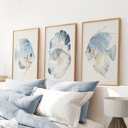 Modern Watercolor Coastal Prints. Fish Wall Art Posters