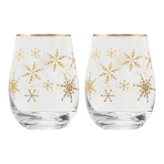 Snowflakes Stemless Wine Glass - Boxed Set of 2
