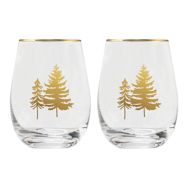 Trees Stemless Wine Glass - Boxed Set of 2
