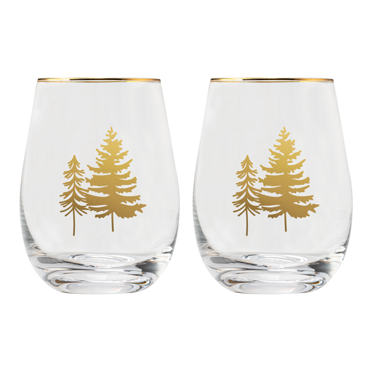 Trees Stemless Wine Glass - Boxed Set of 2