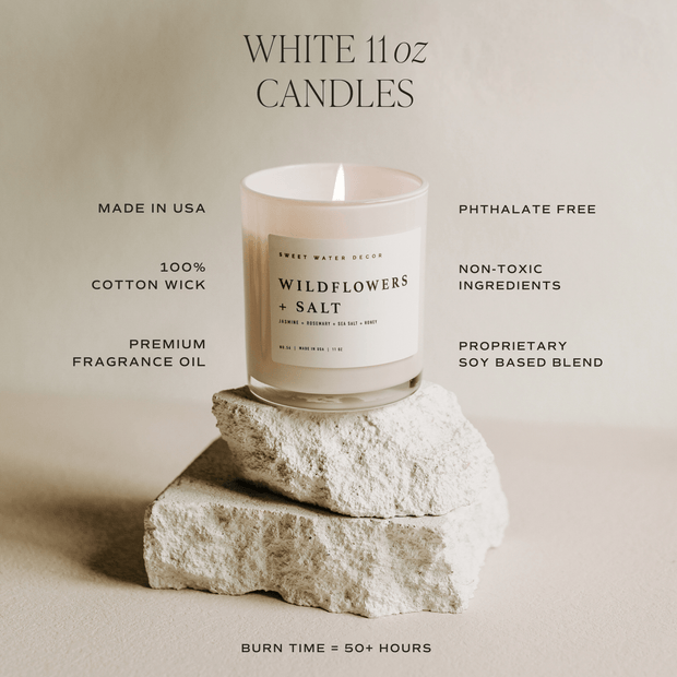 Sandalwood Rose Soy Candle - White Jar - 11 oz