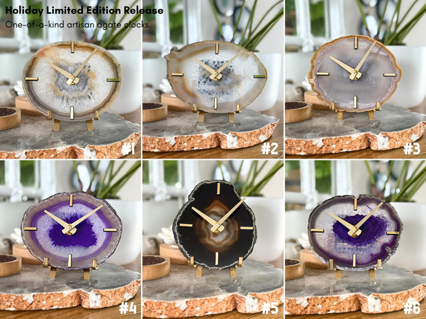 Artisan Agate Desk Clock - Limited Holiday Edition