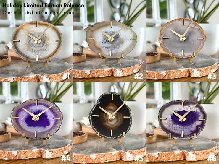 Artisan Agate Desk Clock - Limited Holiday Edition