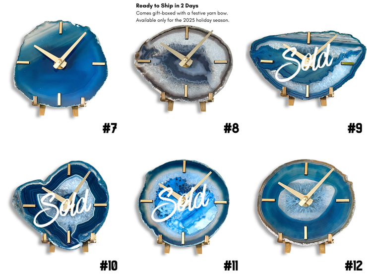 Artisan Agate Desk Clock - Limited Holiday Edition (Choose the One You Love)