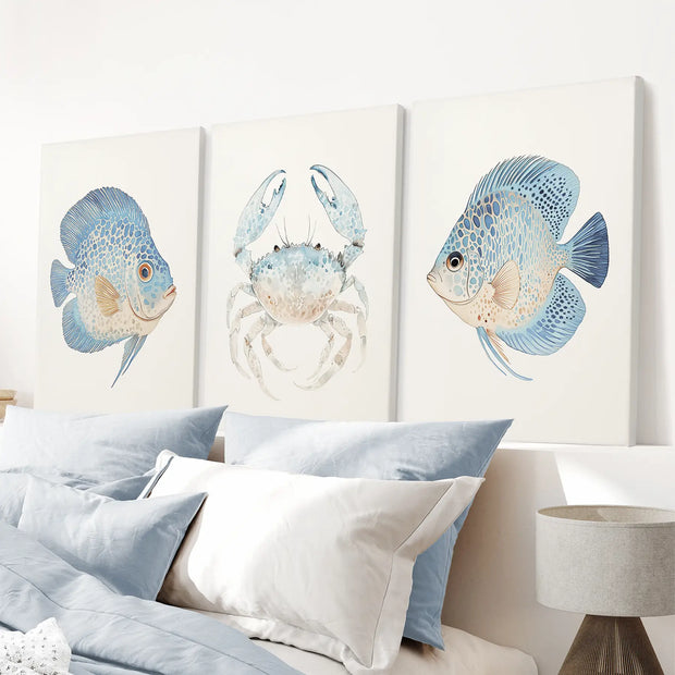 Minimalist Ocean Life Art. Marine Animals Decor