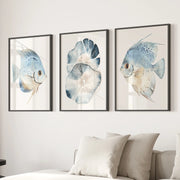 Modern Watercolor Coastal Prints. Fish Wall Art Posters
