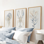 Ocean Animal Prints. Jellyfish, Lobster, Corals Wall Art