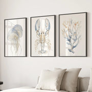 Ocean Animal Prints. Jellyfish, Lobster, Corals Wall Art