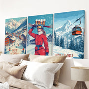 Vintage Apres Ski Resort Set of 3 Prints. Winter Sports Decor
