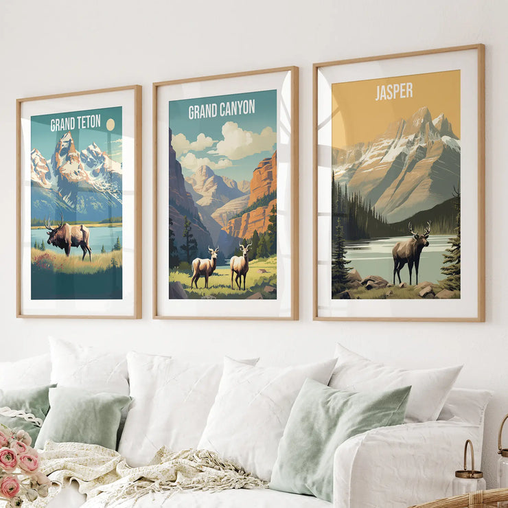 Grand Canyon, Jasper, Grand Teton. National Park Wall Art