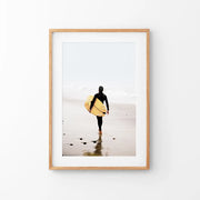 Yellow Surfboard Poster. Coastal Lifestyle Themed Print