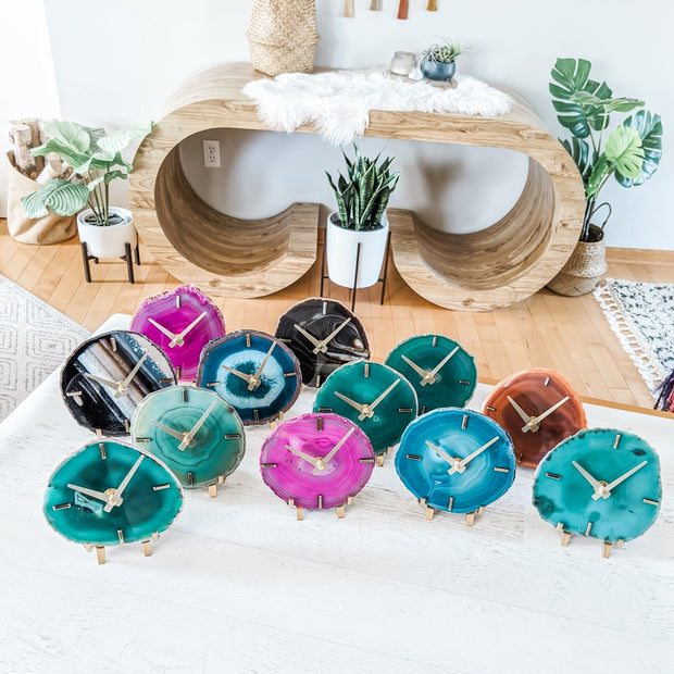Agate Desk Clock – Handcrafted Artisan Timepiece