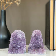 Lovely Amethyst Set with Agate bands at edges, perfect gift for crystal collectors