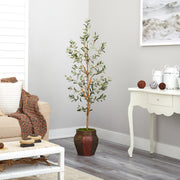 5.5’ Olive Artificial Tree in Decorative Planter