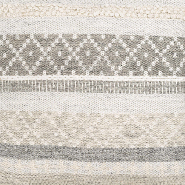Geyser Woven White Gray Cotton Pouf