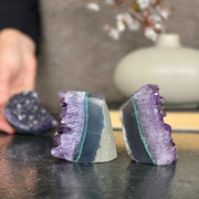 Deep Purple amethyst set (3 pieces), amethysts geodes and Moon, healing crystals