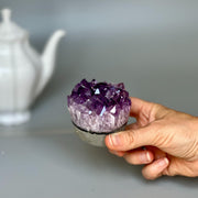 Amethyst Cupcake, A quality cupcake-shaped amethyst  with agate banded, Everlast Christmas Gift, Funny Geode Crystal