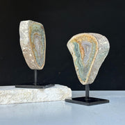 Cutest Crystal Gift, Jasper SET on Stand, Colorful Jasper Slice with metallic base, home decoration, mineral formations for collectors