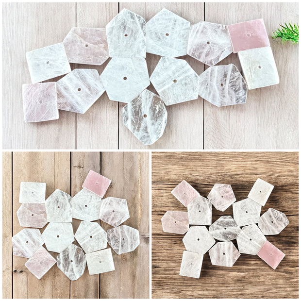 Harmony Shapes – Rose &amp; White Quartz Slab Wall Art Set – 13 Pieces
