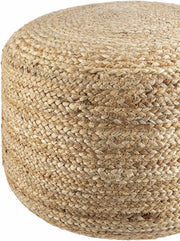 Lavertezzo Brick Red Knitted Beige Cotton Pouf