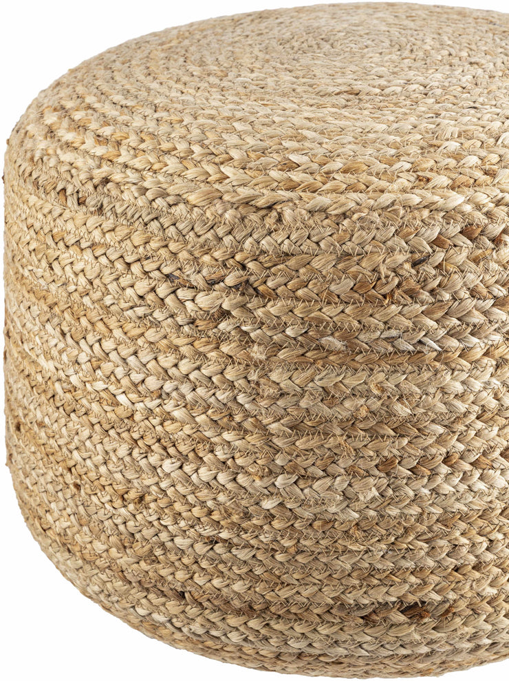 Lavertezzo Brick Red Knitted Beige Cotton Pouf