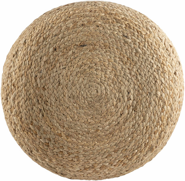 Lavertezzo Brick Red Knitted Beige Cotton Pouf