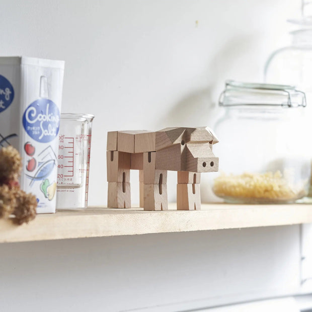 Modern Wooden Pig Decor – Interactive Puzzle & Art Piece