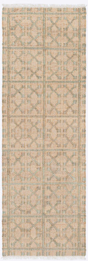 Rice Dusty Sage Fringed Jute Carpet