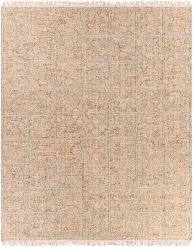 Rice Dusty Sage Fringed Jute Carpet