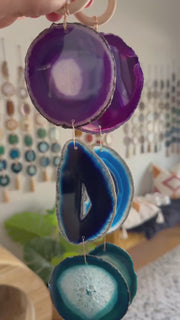 Chakra Minimalist Agate Garland – Rainbow Boho Wall Hanging