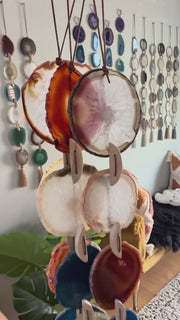 Amber, Natural, Dark Blue, White Agate Garland – Sedona Skies Boho Wall Hanging