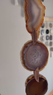 Natural, Gray & Cream Agate Garland – Moody Umber Boho Wall Hanging (Batch No. 3)