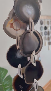 Dark Brown & Gray Agate Garland - Moody Ember Boho Wall Hanging (Batch 2)