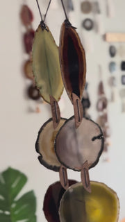 Fall Boho Set No. 2 – Moody Agate Wall Hanging Pair with Gray & Brown Tassels