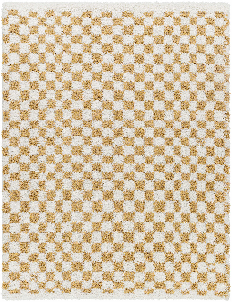 Kieu Mustard & Ivory Checkered Area Rug