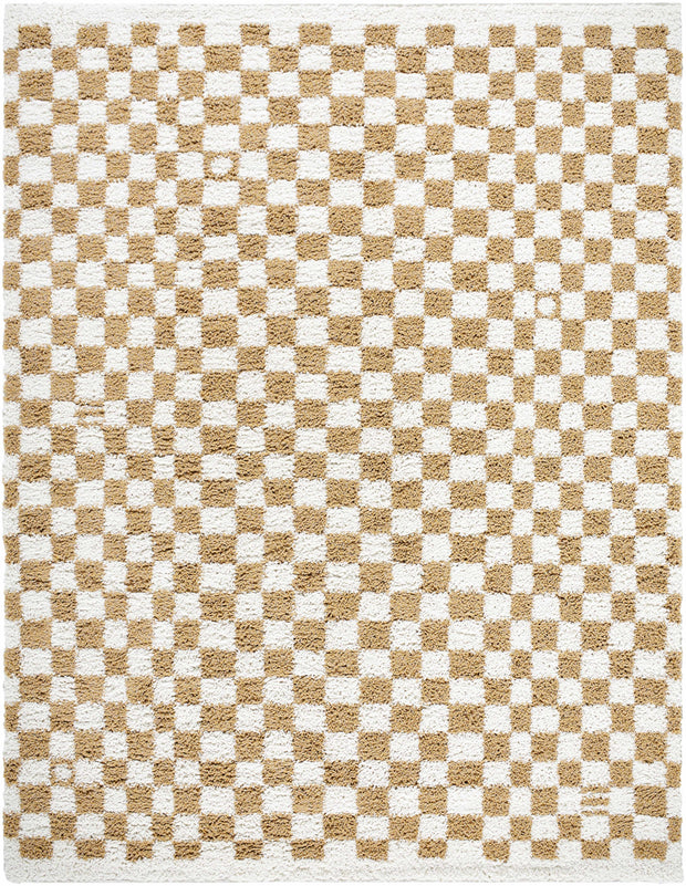 Kieu Mustard & Ivory Checkered Area Rug