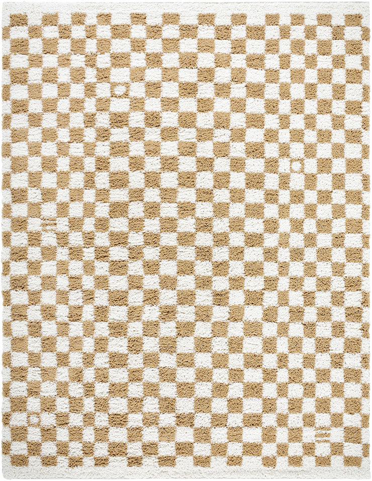 Kieu Mustard & Ivory Checkered Area Rug