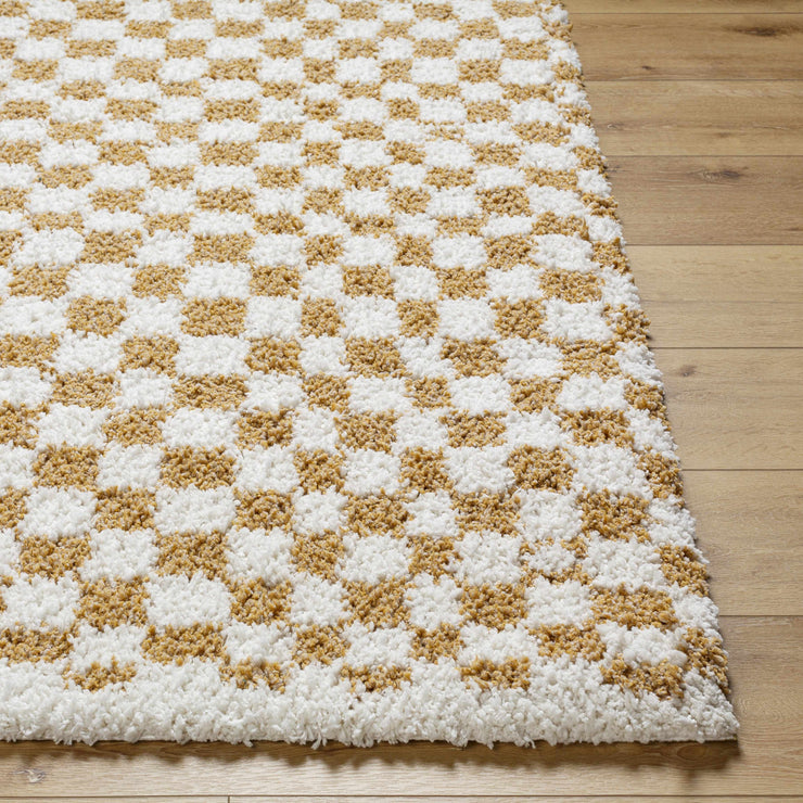 Kieu Mustard & Ivory Checkered Area Rug