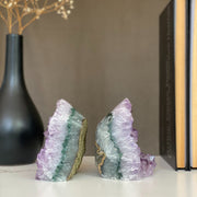 Lovely Amethyst Set with Agate bands at edges, perfect gift for crystal collectors