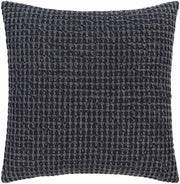 Skipperville Textured Black Woven Square Throw Pillow