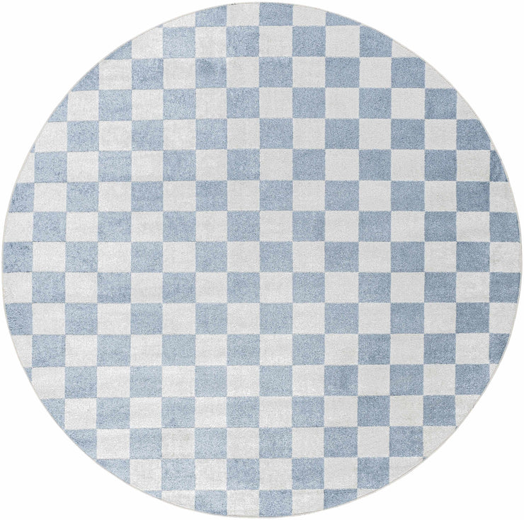 Brone Blue Checkered Washable Rug