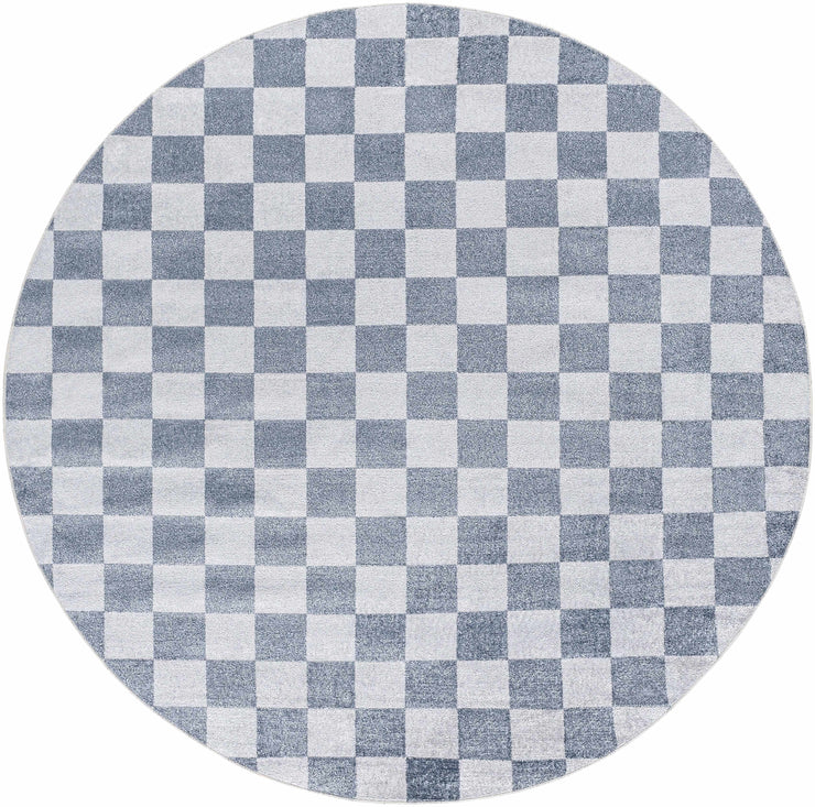 Alie Blue Gray Checkered Washable Rug