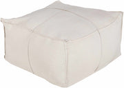 Friendsville Solid & Striped Ivory Pouf