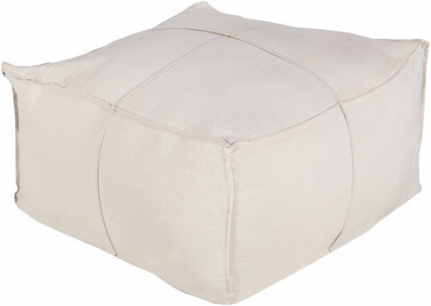 Friendsville Solid & Striped Ivory Pouf