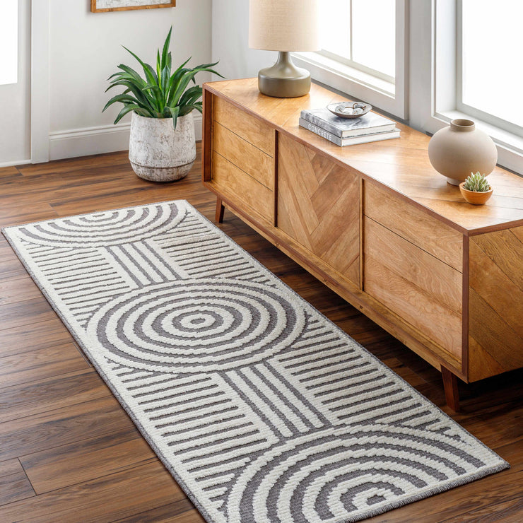 Deron Gray Rainbow Washable Rug