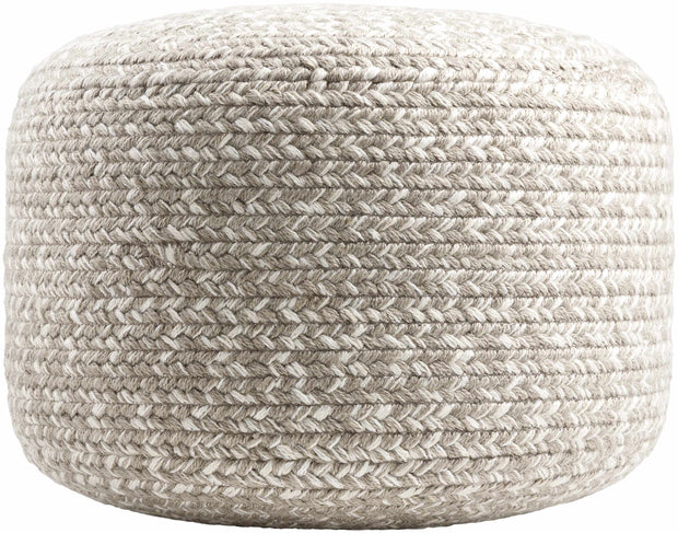 Tonanitla Natural Fiber Light Gray Knitted Pouf