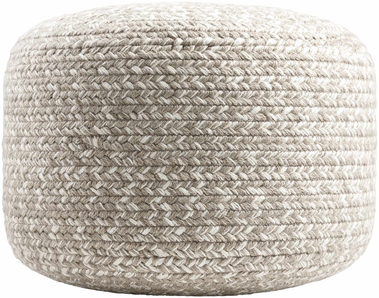 Tonanitla Natural Fiber Light Gray Knitted Pouf