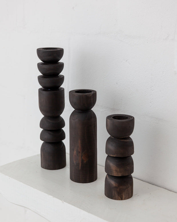 Abstract Wooden Tealight Totem Candle Holder