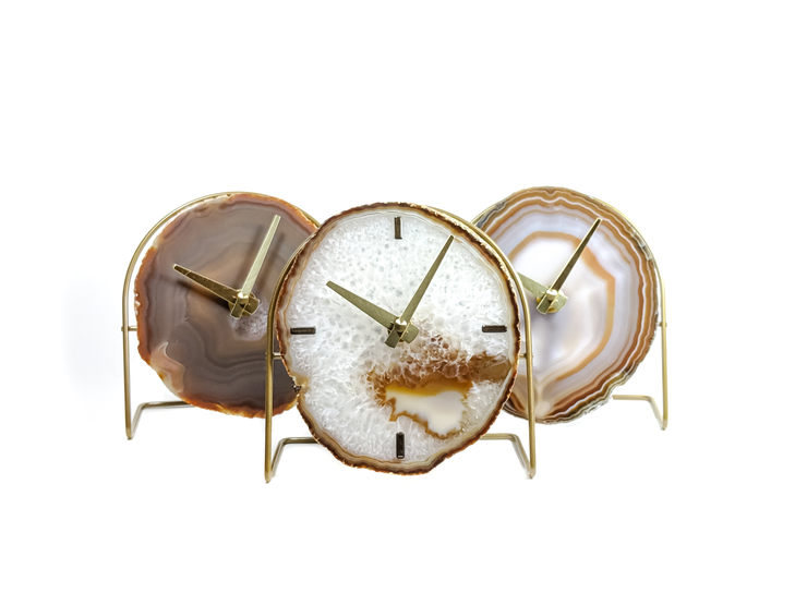 Classic Collection | Natural Agate Desk Clock rts face options Mod North & Co.